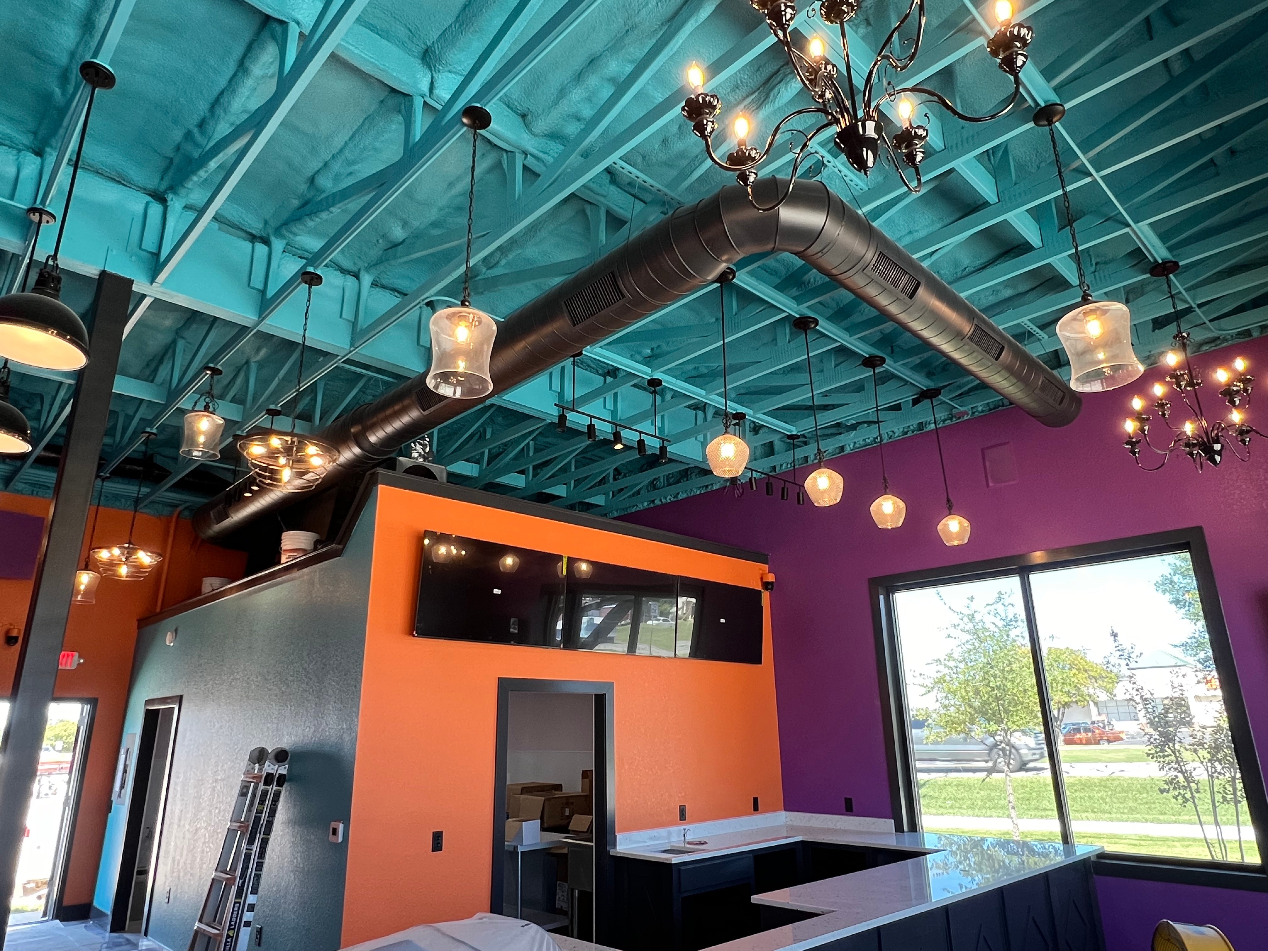 Commercial HVAC Ductwork — Wild H AC LLC, Central Texas Commercial spiral ductwork installation in a retail restaurant space — Wild H AC LLC HVAC services